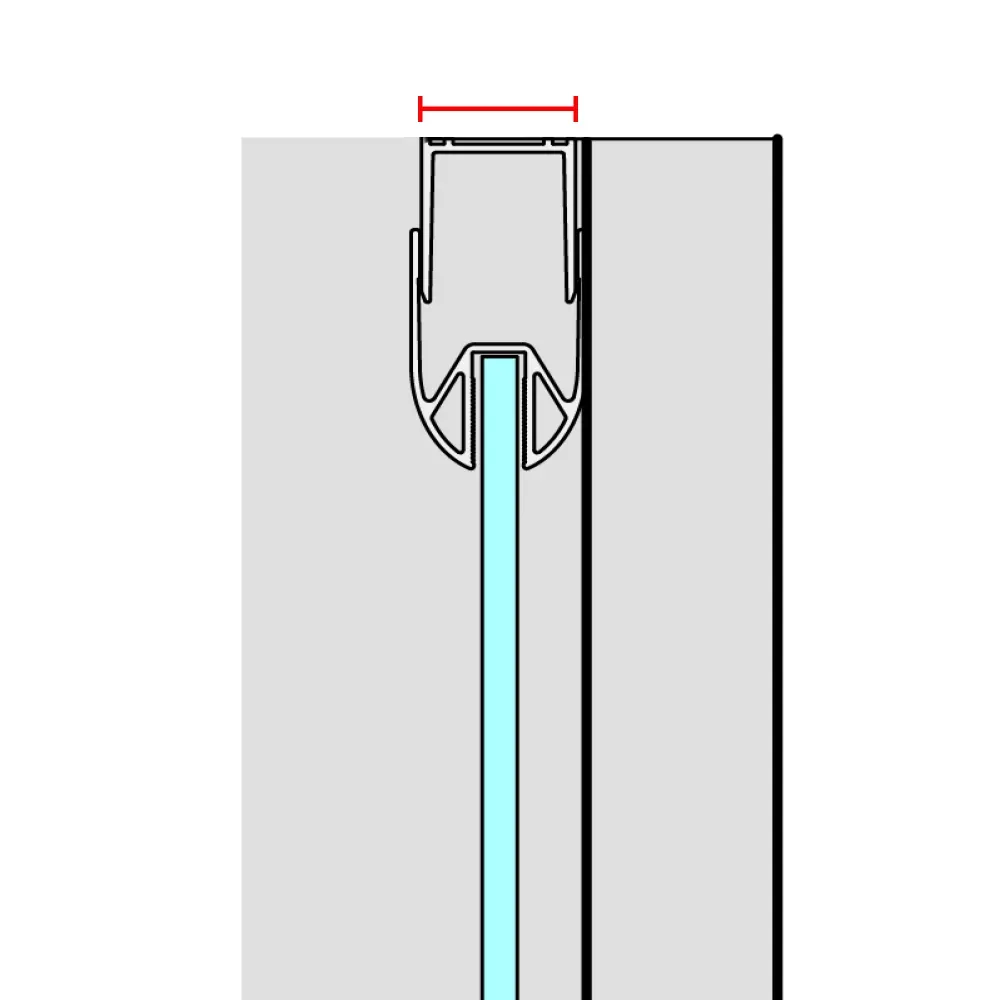 largeur du profilé de raccordement au mur (gauche)